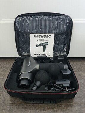 Hethtec EM16 Massage Gun - Black with 6 Attachments & Charging Adapter/Cord
